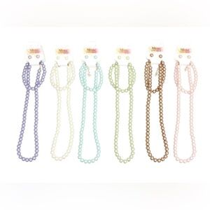 🆕 Light Multicolor 8mm Glass Pearl Sets Necklace, Earrings and Bracelet